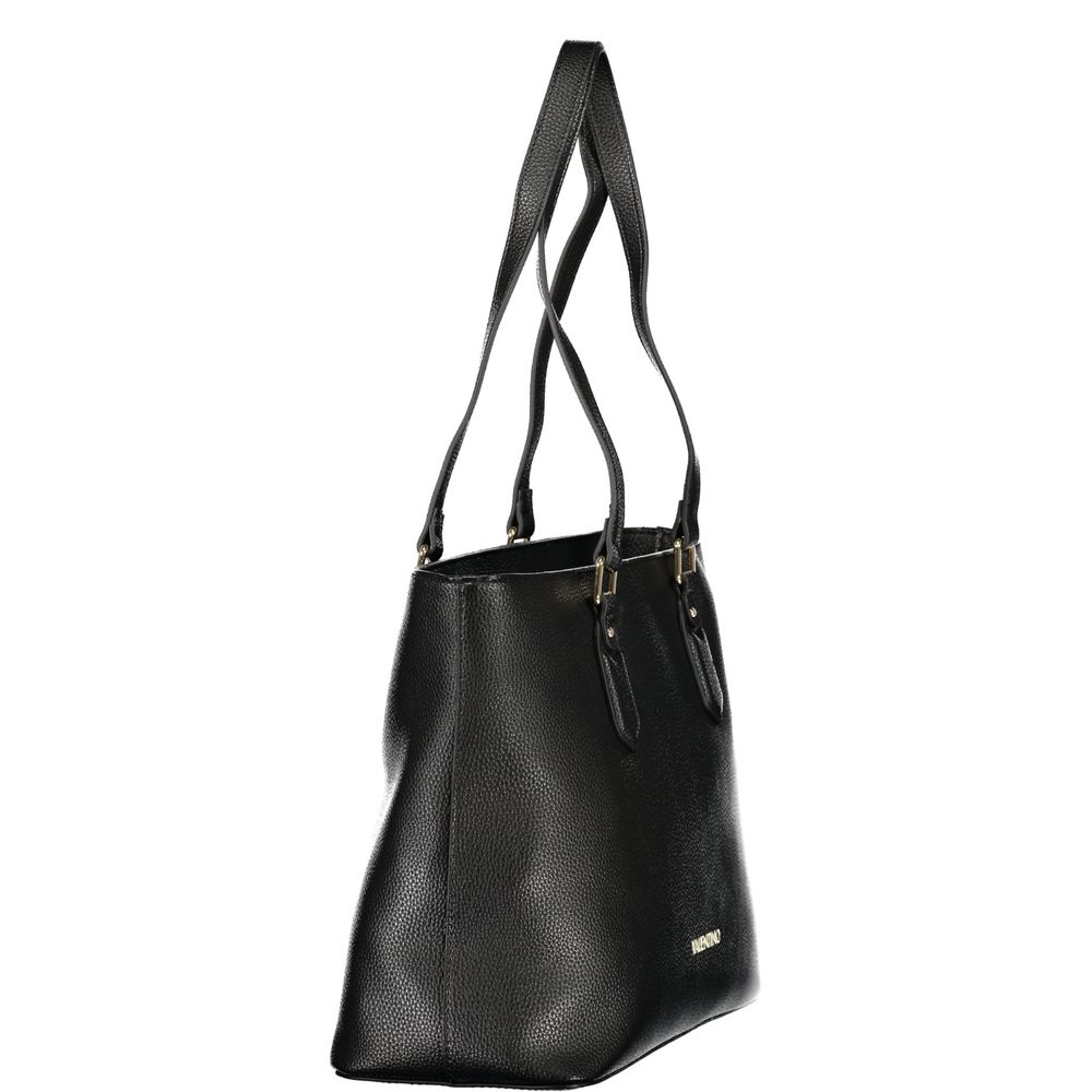 Shoulder Handbag by Mario Valentino for women in polyethylene black & signature features a signature silhouette, showcasing a secure zipper and signature internal-pockets with versatile shoulder-strap & handle for a sophisticated look.