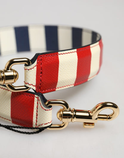 Dolce & Gabbana Calf Leather Shoulder Strap - Gold Multicolor Striped