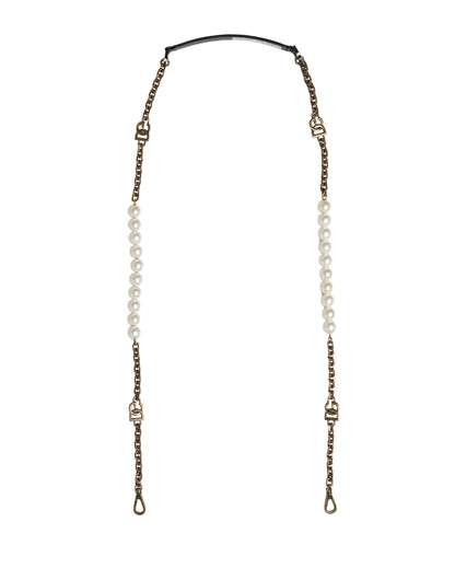Dolce & Gabbana Black Leather Gold Chain Bag Accessory Shoulder Strap