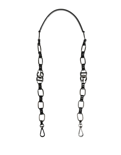 Dolce & Gabbana Brass Zamak Calf Leather Shoulder Strap - Black Silver