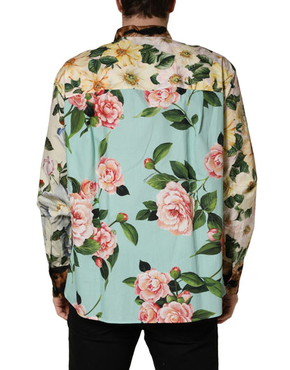 Dolce & Gabbana Men's Slim Long-Sleeve Cotton & Silk Dress Shirt - Animal Multicolor Floral Print