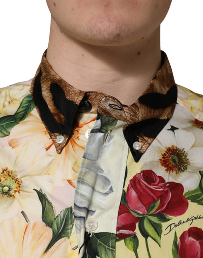 Dolce & Gabbana Men's Slim Long-Sleeve Cotton & Silk Dress Shirt - Animal Multicolor Floral Print