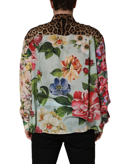 Dolce & Gabbana Men's Slim Long-Sleeve Cotton & Silk Dress Shirt - Animal Multicolor Floral Print