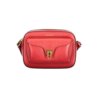 This Evening Handbag by Coccinelle for women in leather and red presents a sculptural silhouette featuring a secure , ample , and versatile for a sculptural finish.