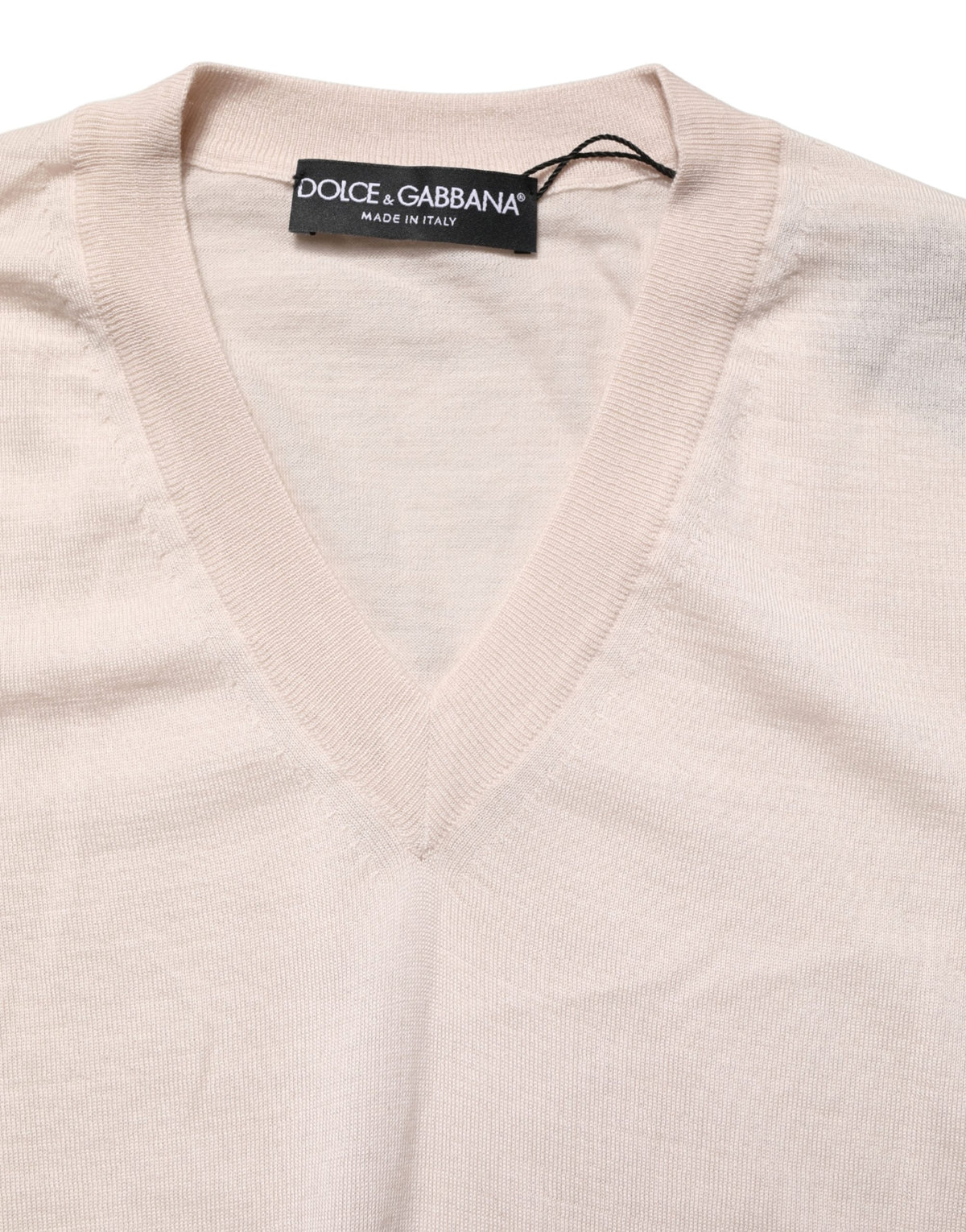 Dolce & Gabbana Men's Relaxed Fit Regular V Neck Cashmere Sweatshirt - Beige