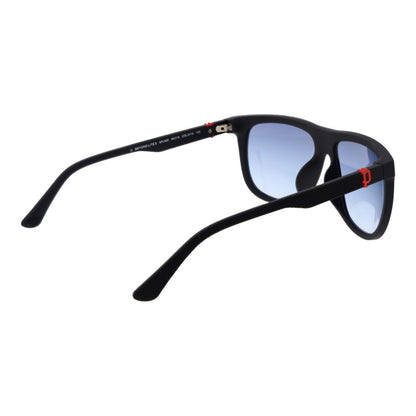 Sunglasses by Police for men in plastic black showcases a ethereal silhouette, featuring black coloured frame full-rim panto frame design with gradient category-2-medium-tint lens for a ethereal finish.
