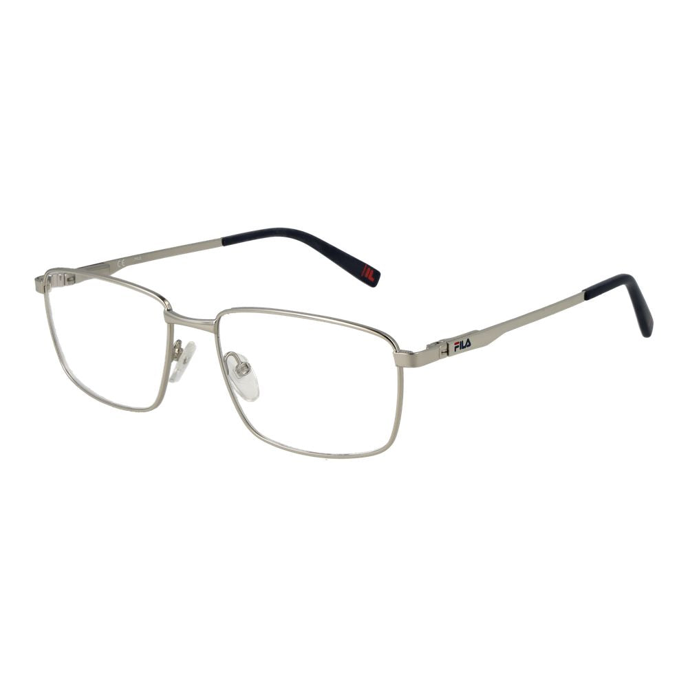 Eyeglasses Frames by Fila for men in stainless steel and silver showcases a refined silhouette, detailed with a silver coloured frame finish and a sophisticated full-frame frame design.