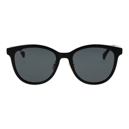 Sunglasses by Max Mara for women in cotton polyester and black featuring an opulent full-rim panto frame design with a sophisticated black coloured frame finish and high-performance category-3-dark-tint lens.