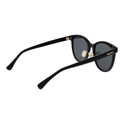 Sunglasses by Max Mara for women in cotton polyester black features an lustrous full-rim panto frame design with black coloured frame detailing and category-3-dark-tint lens for a lustrous aesthetic.