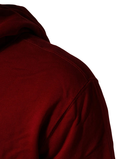 Dolce & Gabbana Red Cotton Full Zip Fleece Men Hoodie Sweater