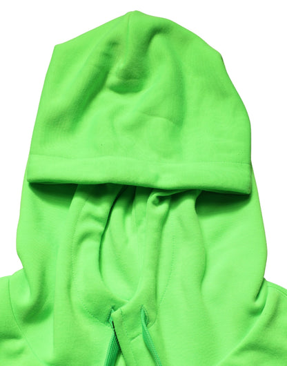 Dolce & Gabbana Green FullZip Fleece HoodedSweatshirt Sweater