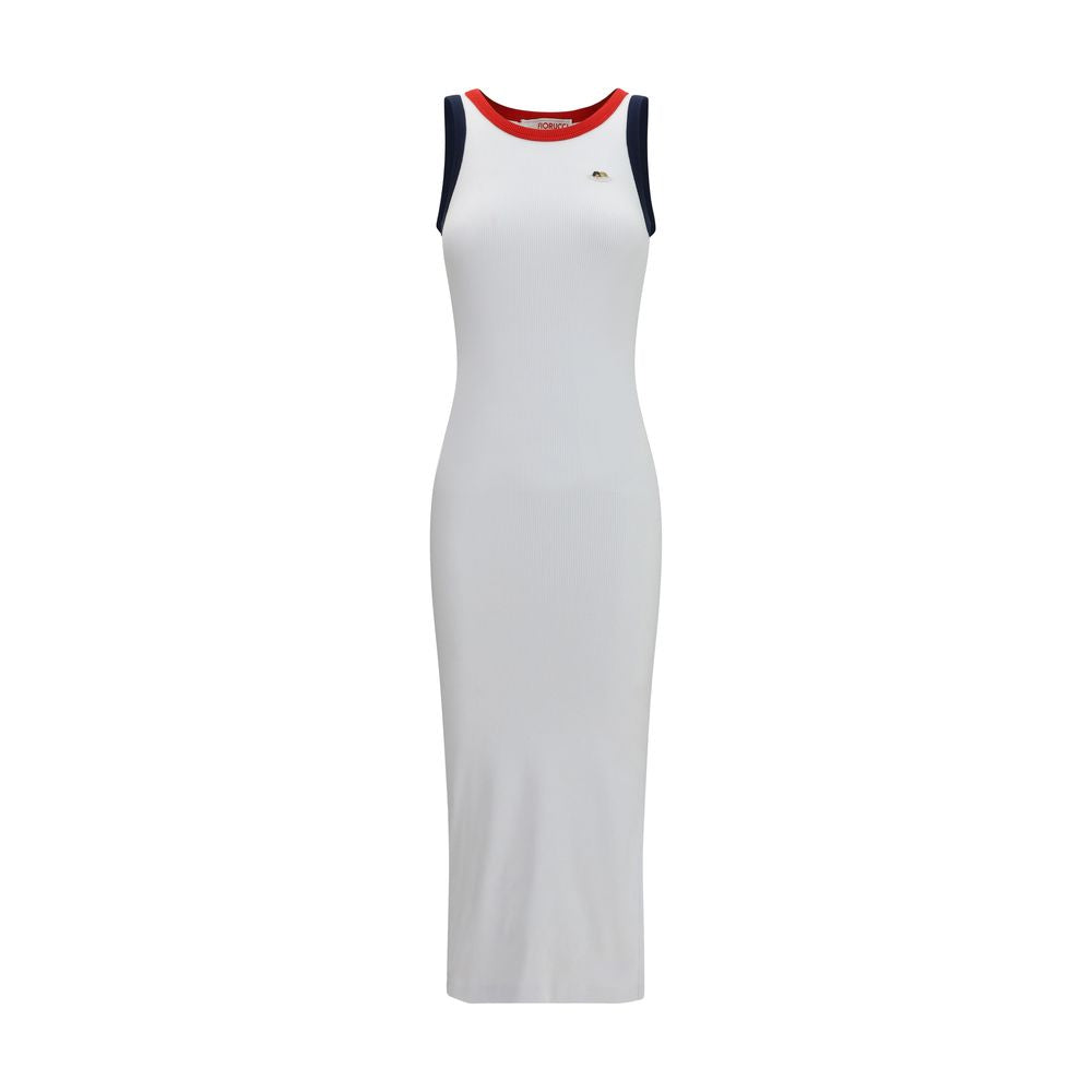Dress by Fiorucci for women in cotton multicolor & signature features an sultry silhouette defined by a round neckline and sleeveless, falling to an sultry midi for a sultry look.