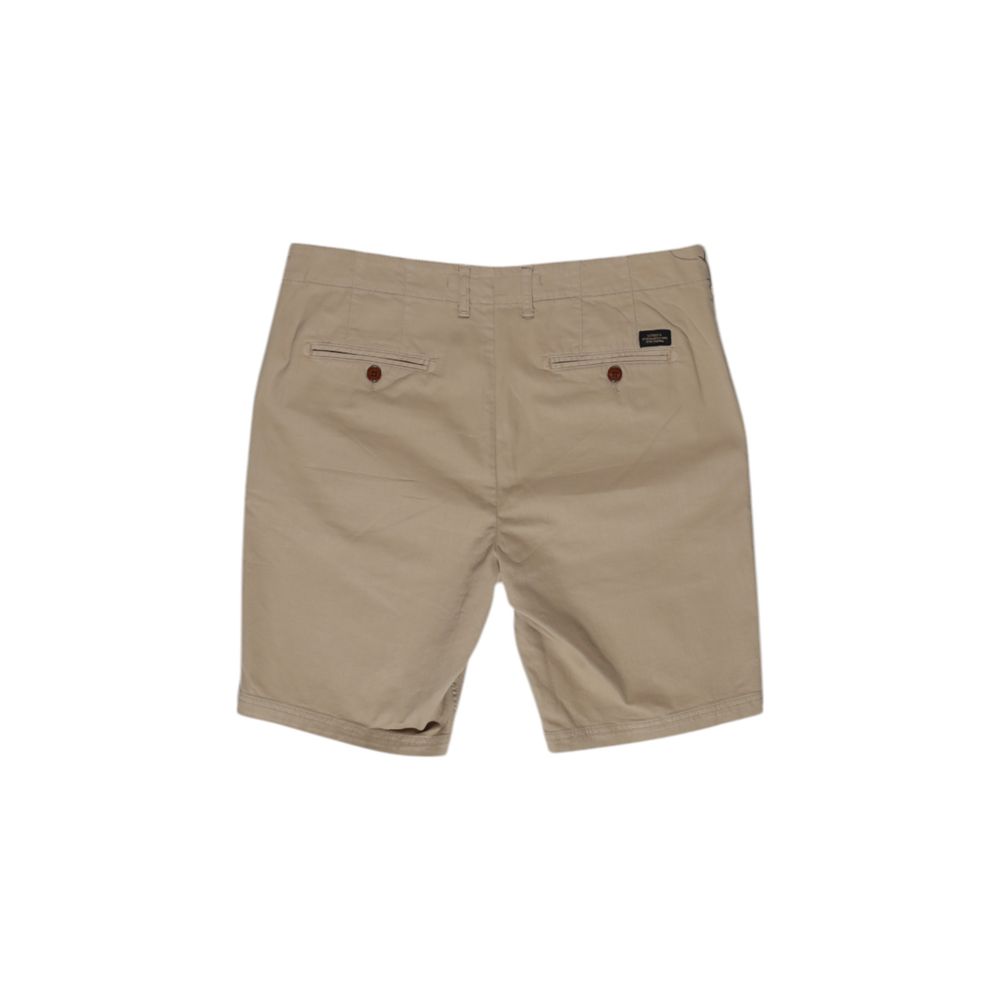 Bermuda Shorts by Superdry for men in stretch cotton beige features a sartorial silhouette, showcasing a sartorial and long short with a sophisticated for a sartorial look.