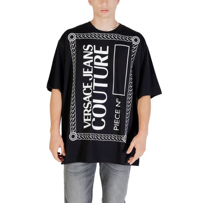 T-Shirt by Versace Jeans for men in cotton black showcases a chic silhouette, artfully detailed with a chic and for a chic finish.