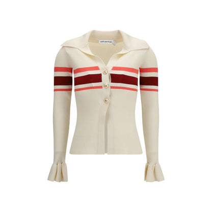 Blouse by Self-Portrait for women in viscose polyester & polyamide beige, gold & striped features an polished silhouette, showcasing a sophisticated and long-sleeve detail for a truly polished finish.