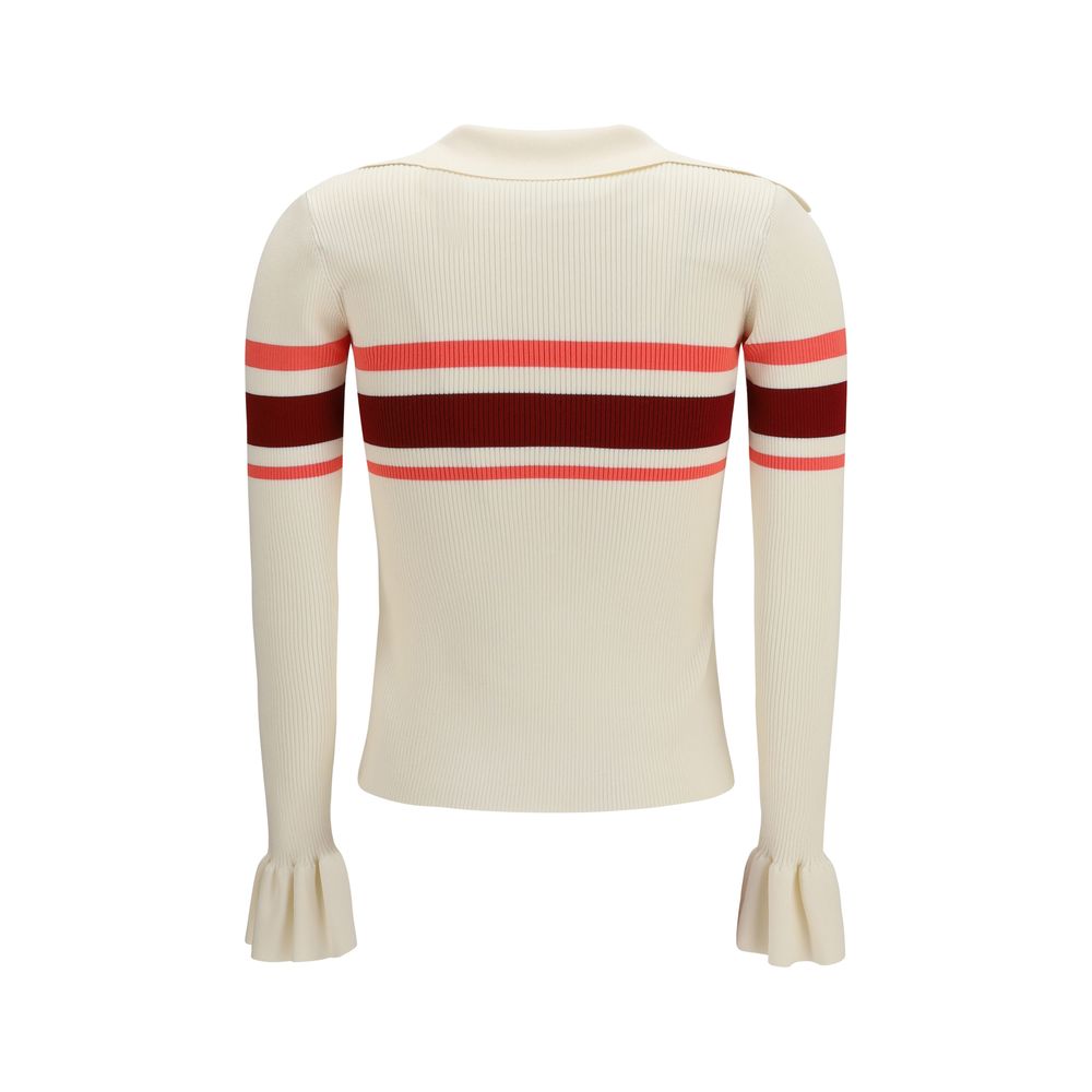 Blouse by Self-Portrait for women in viscose polyester & polyamide beige, gold & striped features an architectural silhouette with a refined and elegant for a architectural look.