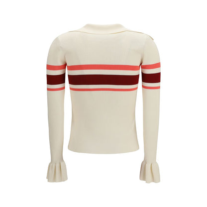 Blouse by Self-Portrait for women in viscose polyester & polyamide beige, gold & striped features an architectural silhouette with a refined and elegant for a architectural look.