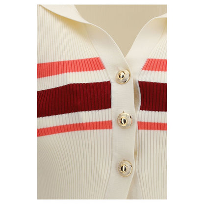 Blouse by Self-Portrait for women in viscose polyester & polyamide beige, gold & striped, featuring a nuanced and nuanced for a sophisticated finish.