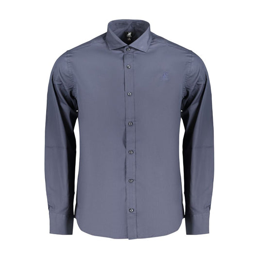 Dress Shirt by U.S. Grand Polo for men in cotton blue & signature features an architectural silhouette with a refined and elegant for a architectural look.