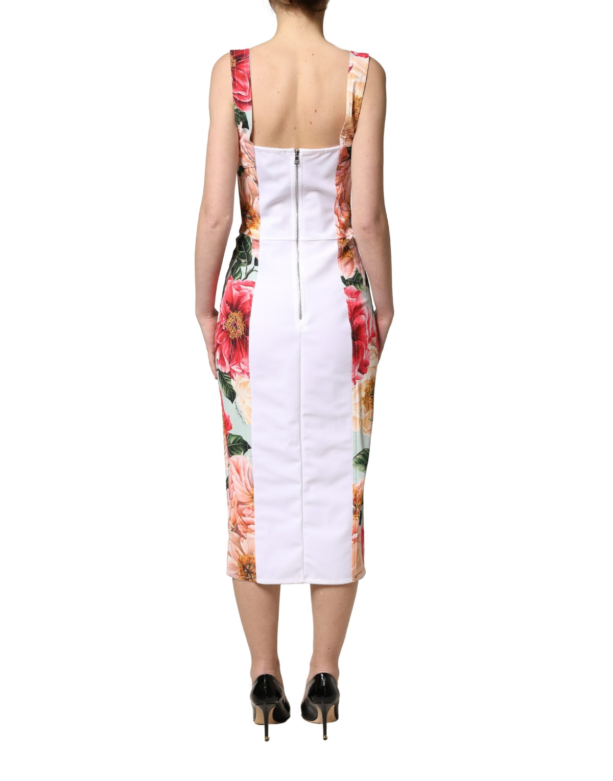 Dolce & Gabbana Women's Sheath Cocktail Sleeveless Silk Viscose Nylon & Elastane Long Dress - Multicolor Patterned Floral Print