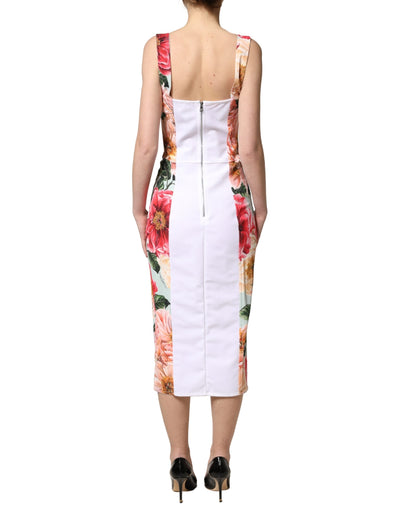 Dolce & Gabbana Women's Sheath Cocktail Sleeveless Silk Viscose Nylon & Elastane Long Dress - Multicolor Patterned Floral Print