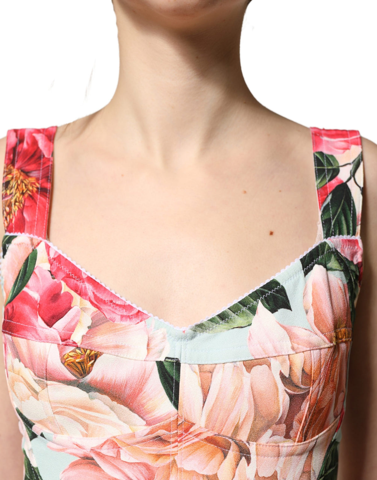 Dolce & Gabbana Women's Sheath Cocktail Sleeveless Silk Viscose Nylon & Elastane Long Dress - Multicolor Patterned Floral Print