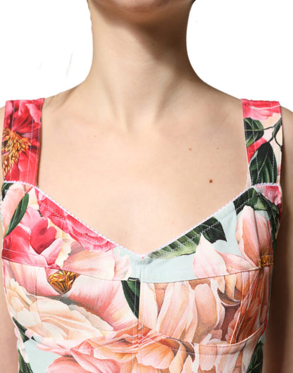 Dolce & Gabbana Women's Sheath Cocktail Sleeveless Silk Viscose Nylon & Elastane Long Dress - Multicolor Patterned Floral Print