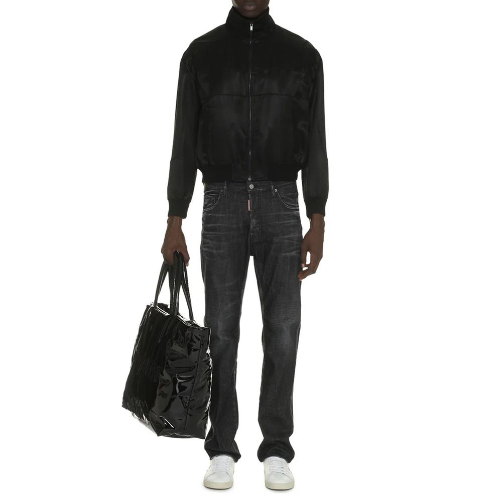 Saint Laurent Black Silk Bomber