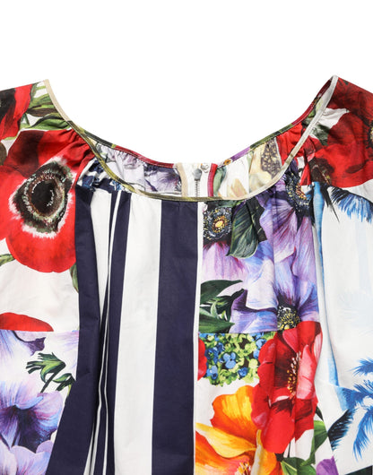 Dolce & Gabbana Women's Cocktail Short-Sleeve Cotton Mini Dress - Multicolor Signature Print Patchwork