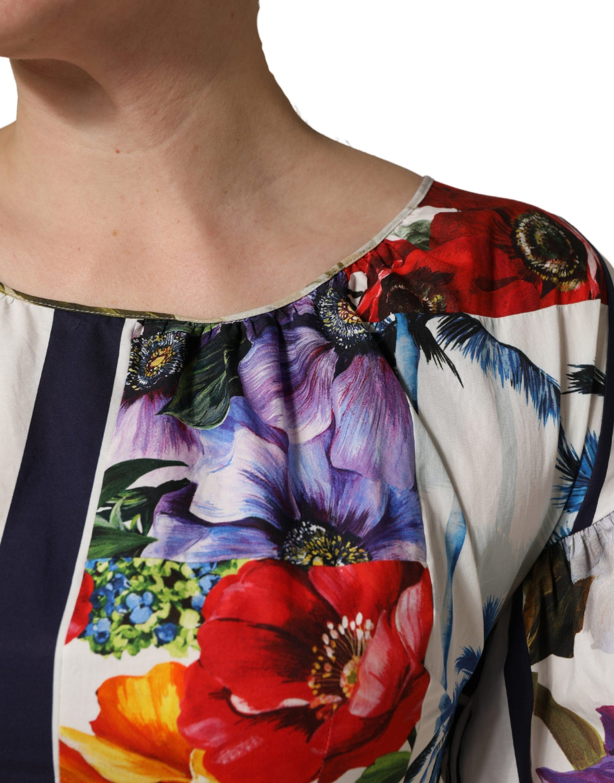 Dolce & Gabbana Women's Cocktail Short-Sleeve Cotton Mini Dress - Multicolor Signature Print Patchwork