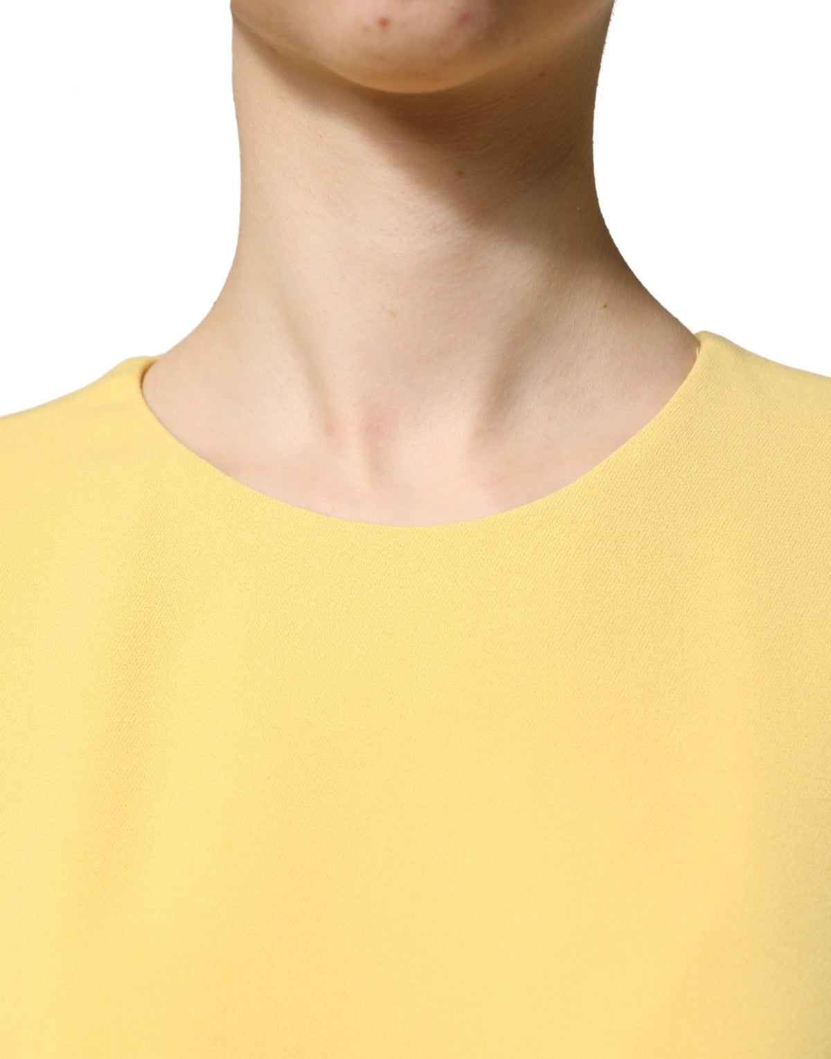 Dolce & Gabbana Women's Wrap Cocktail Short-Sleeve Crew Neck Viscose Silk Midi Short Mini Dress - Yellow