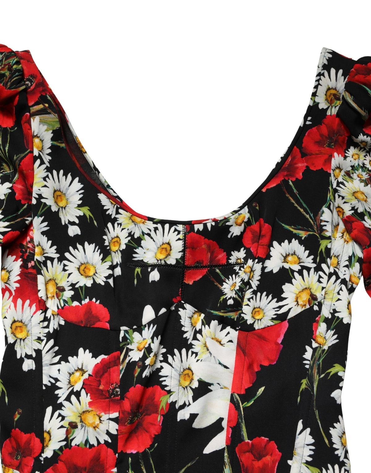 Dolce & Gabbana Women's Gown Wrap Cocktail Long-Sleeve Silk Mini Long Dress - Black Floral Signature Print