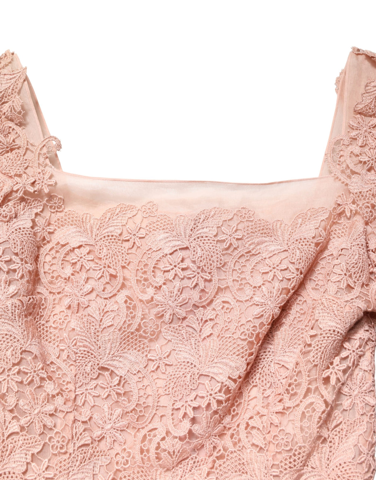 Dolce & Gabbana Women's Gown Cocktail Long-Sleeve Cotton Lace Polyester & Silk Long Dress - Pink
