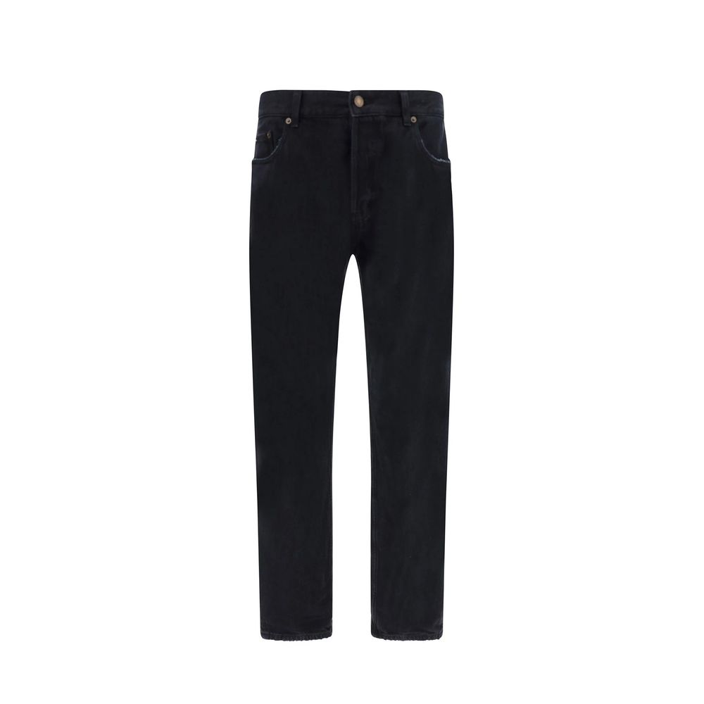Saint Laurent Black Cotton Relaxed Fit Jeans