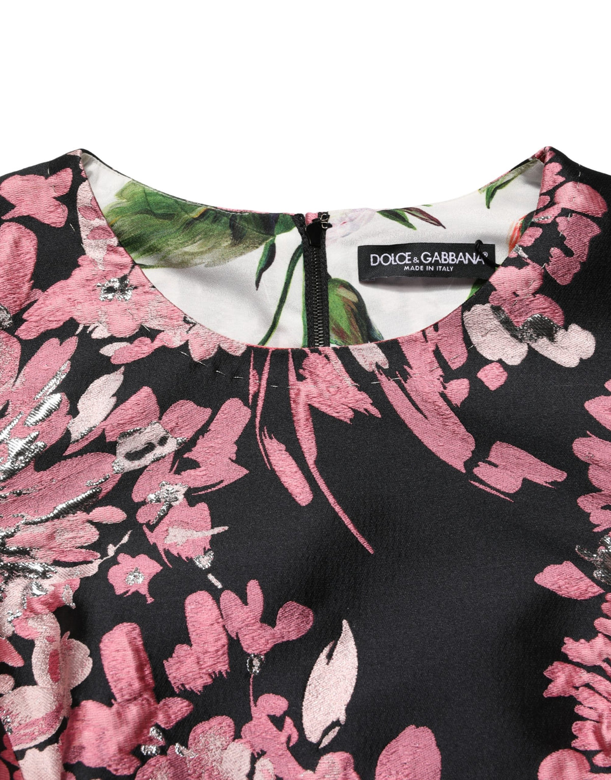 Dolce & Gabbana Women's A Line Wrap Cocktail Metallized Fiber Nylon & Polyester Short Mini Dress - Multicolor Patterned Floral Print