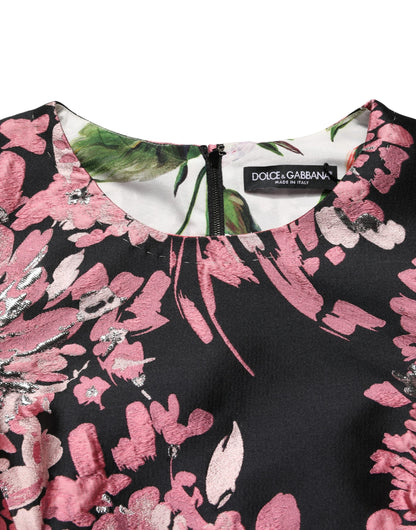 Dolce & Gabbana Women's A Line Wrap Cocktail Metallized Fiber Nylon & Polyester Short Mini Dress - Multicolor Patterned Floral Print