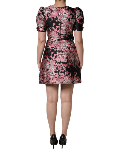 Dolce & Gabbana Women's A Line Wrap Cocktail Metallized Fiber Nylon & Polyester Short Mini Dress - Multicolor Patterned Floral Print