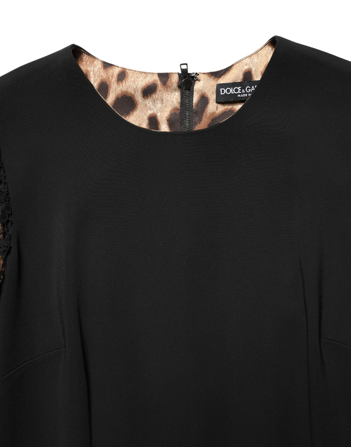 Dolce & Gabbana Women's Long-Sleeve Polyester Cotton Viscose Lace Short Mini Dress - Black Signature