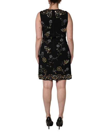 Dolce & Gabbana Women's A Line Sleeveless Polyester Viscose & Acetate Short Dress - Black Floral