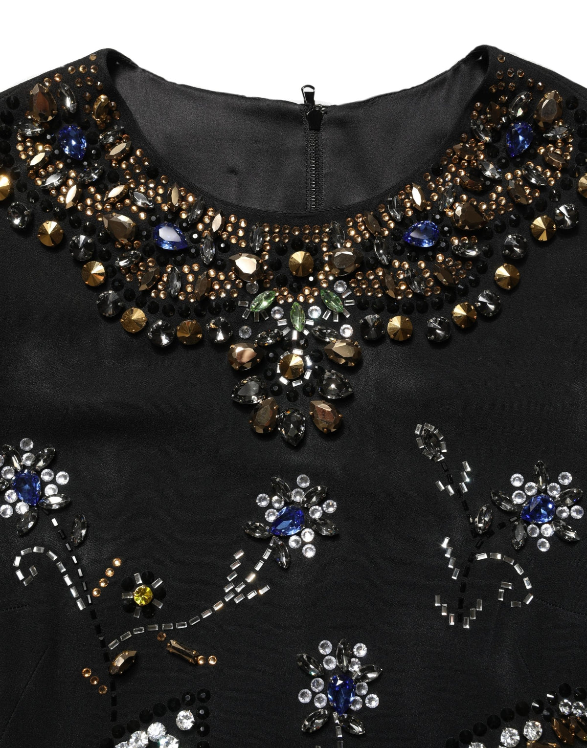 Dolce & Gabbana Women's A Line Sleeveless Polyester Viscose & Acetate Short Dress - Black Floral