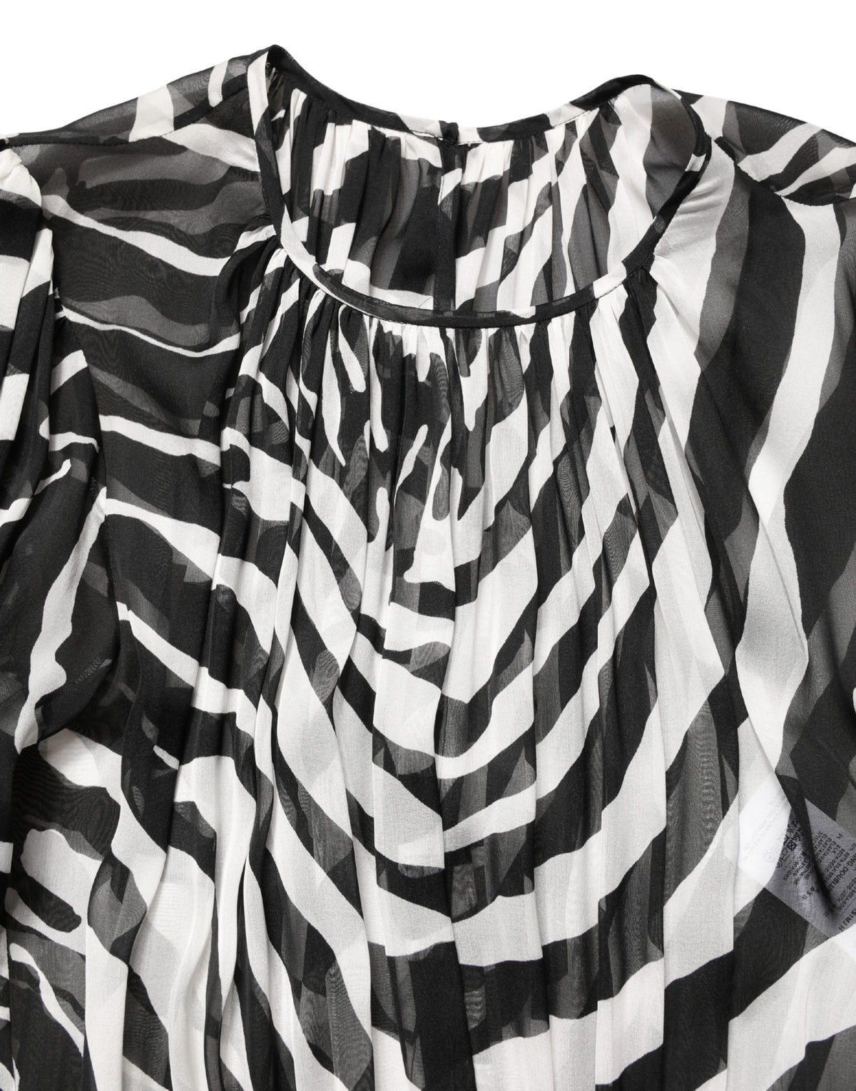 MSGM Women's A Line Silk Mini Dress - Black White Zebra Patterned Signature Print