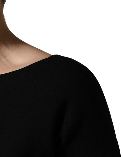 Dolce & Gabbana Women's Wrap Long-Sleeve Virgin Wool Silk Crepe & Nylon Midi Mini Dress - Black