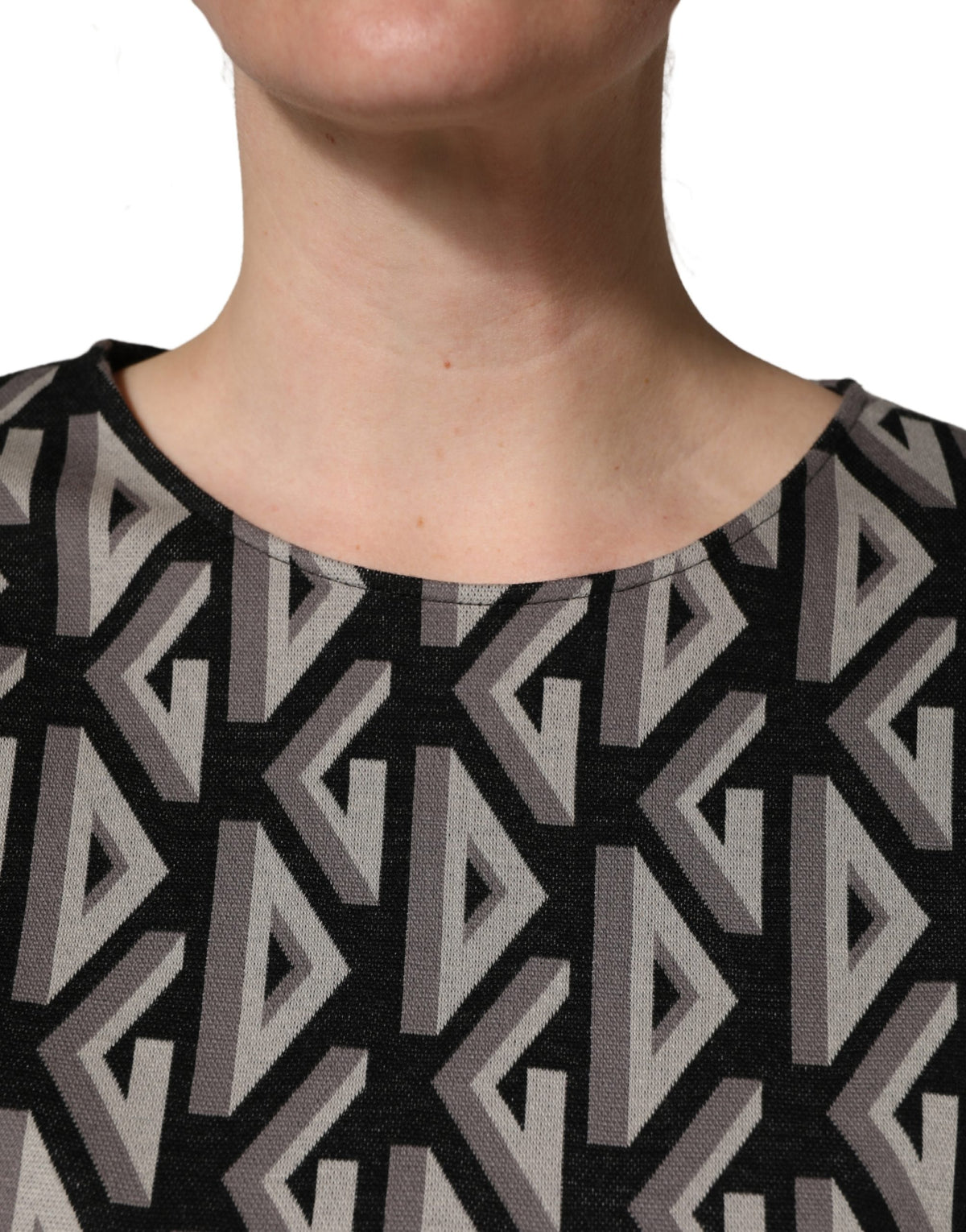 Dolce & Gabbana Women's A Line Short-Sleeve Cotton Knee Short Mini Dress - Black Print