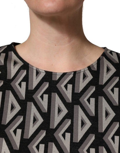 Dolce & Gabbana Women's A Line Short-Sleeve Cotton Knee Short Mini Dress - Black Print