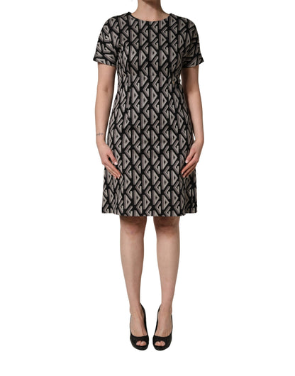 Dolce & Gabbana Women's A Line Short-Sleeve Cotton Knee Short Mini Dress - Black Print