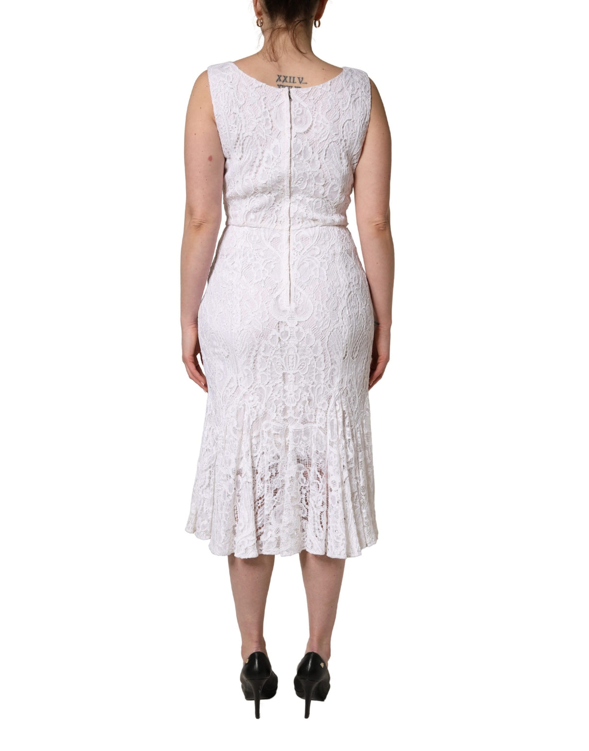 Dolce & Gabbana Women's Wrap One Shoulder Asymmetric Sleeveless Cotton Silk Viscose & Lace Midi Dress - White Floral