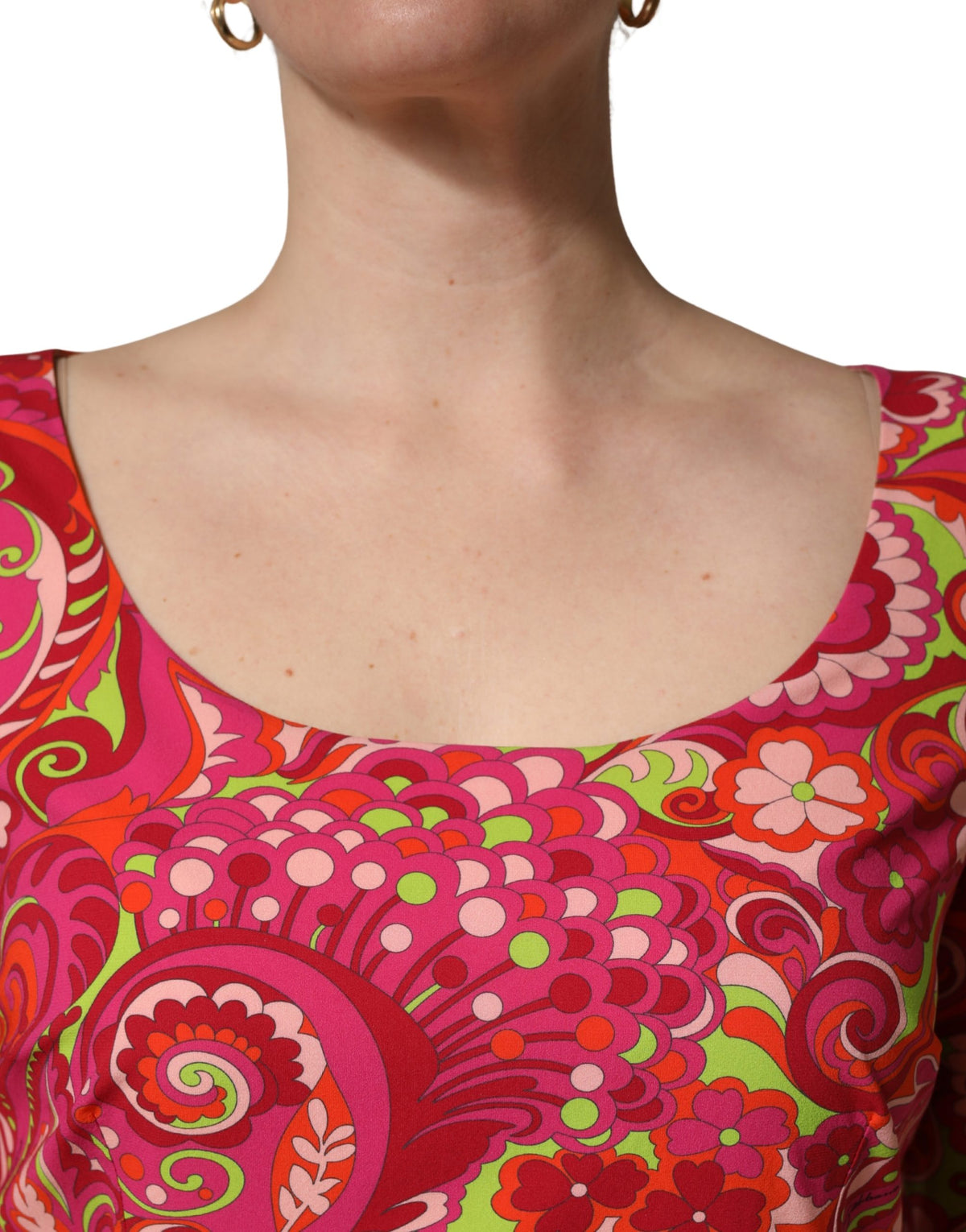 Dolce & Gabbana Women's Sheath Wrap Silk Midi Dress - Red Patterned Paisley Floral Print