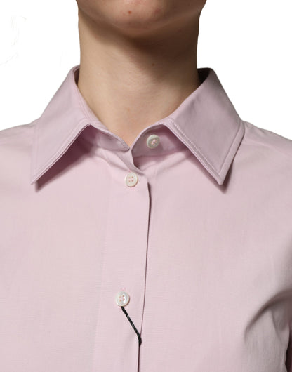 Dolce & Gabbana 501 Women's Long-Sleeve Stretch Cotton Polo Shirt - Pink