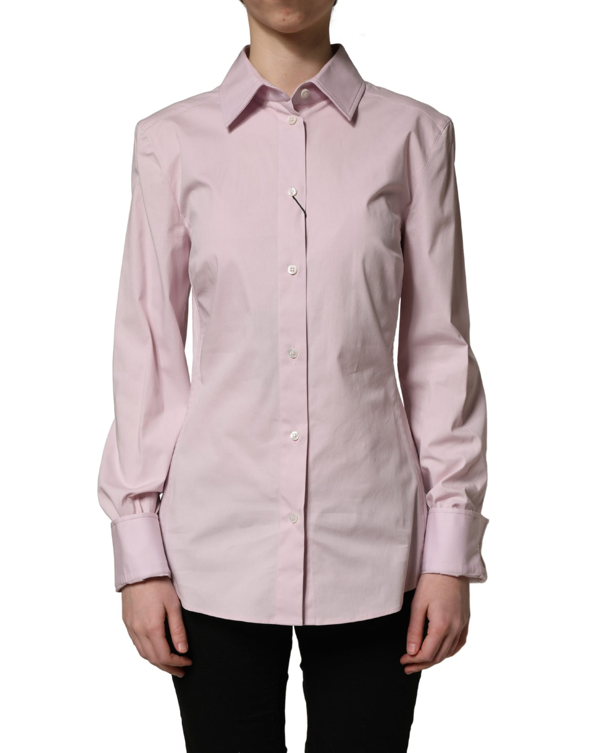 Dolce & Gabbana 501 Women's Long-Sleeve Stretch Cotton Polo Shirt - Pink