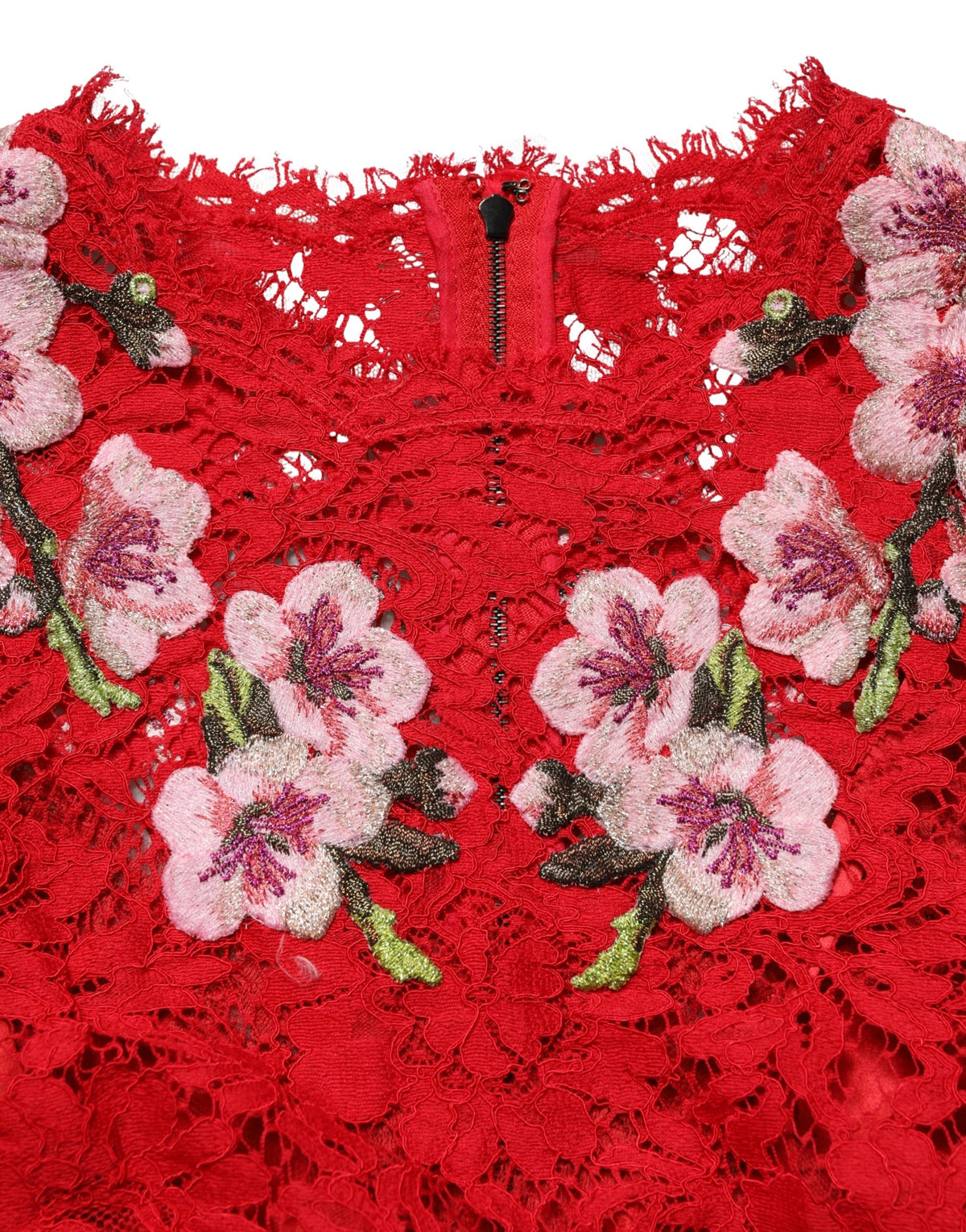 Dolce & Gabbana Women's Long-Sleeve Cotton Silk Viscose & Lace Blouse - Red Floral